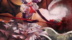 Wings dress red eyes frills anime girls remilia scarlet touhou 