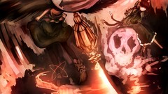 Wings dress red eyes sitting skulls braids pantyhose reiuji 