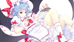 Wings feathers hats red eyes blue hair anime girls short hair 