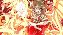 Wings Fireball red eyes fujiwara no mokou touhou silver hair 