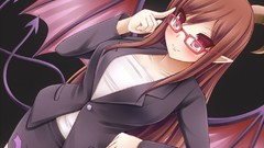 Wings glasses horns elves devil red eyes brunettes devil tail