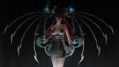 Wings horns blue eyes redheads queen of pain fantasy art