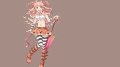 Wings Umbrellas Ribbons skirts pink hair long hair pink eyes 