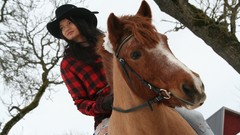 Winter Animals Horses ponies western girls with horses afternoon