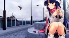 Winter Anime scarfs long hair anime girls panties Kazuma 