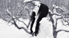 Winter black and white white lonely fashion brunettes iris 