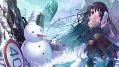 Winter cityscapes Anime snowman