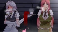 Winter hats white hair red eyes gloves bows scarfs cups long 