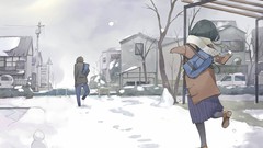 Winter Japan Anime snowball artwork