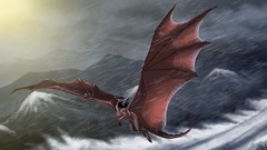 Winter Mountains Dragons rain drops artwork