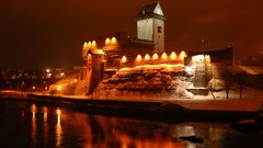 Winter night Castles riverside