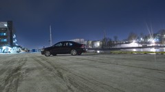 Winter night Norway long exposure Volvo S60 Skien