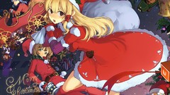 Winter night sky woman Christmas santa legs blondes blue hair 