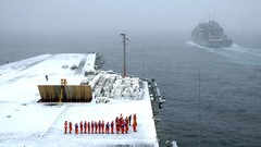 Winter ocean ships airship USS Abraham Lincoln