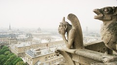 Winter Paris France gargoyle Notre Dame cathedrals