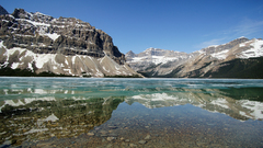Winter pond snow mountain