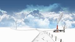 Winter road wind mill