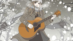 Winter snow brown eyes