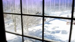 Winter snow window panes