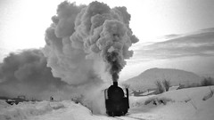 Winter trains smoke trail