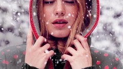 Winter woman blondes blue eyes models Camille Rowe boden