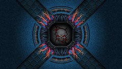 Wires skulls 3D renders blue gradient