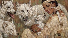 Wolves fantasy art Native Americans