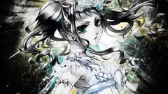 Woman abstract Anime long hair anime girls green eyes 