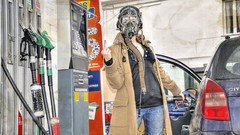 Woman abstract cars respirator masks gasoline gas masks gas 