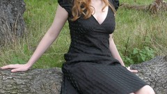 Woman Actress blondes blue eyes black dress girls in nature red 