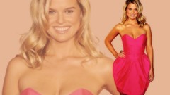 Woman Actress blondes heterochromia alice eve pink lipstick