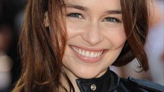 Woman Actress green eyes brunettes emilia clarke Leather Jacket 