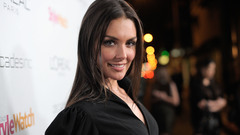 Woman Actress smiling brunettes black dress red carpet Taylor 