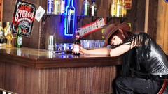 Woman alcohol bar sitting looking down asians models hirasawa 