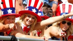 Woman American Eagles Flags