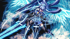 Woman Anime armor Swords long hair anime girls fantasy art 
