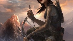 Woman Anime arrows drawings bows anime girls brunettes tomb 