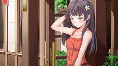 Woman Anime dress fans anime girls green eyes fan art saten 