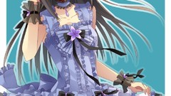 Woman Anime dress smiling anime girls green eyes brunettes 