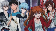 Woman Anime glasses dress Shorts blue hair cities anime girls 