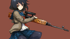 Woman Anime Manga drawings Dragunov girls with guns sniper 