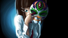 Woman Anime paintings drawings masks anime girls fan art 