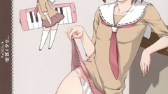 Woman Anime piano tie Chibi stockings skirts blush anime girls 