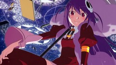 Woman Anime red eyes purple hair hair ornaments The World God 