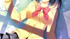 Woman Anime skirts blush anime girls blue eyes school uniforms 