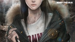 Woman Anime tears anime girls monkey buonarroti original 