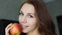 Woman apple faces brunettes models Met-Art magazine Gemma A