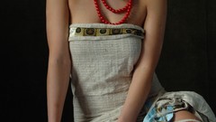 Woman apples ass brunettes models photo shoot boobs necklaces 