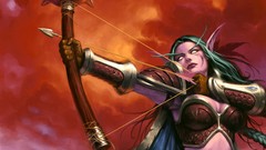 Woman armor arrows world of warcraft green hair artwork Archers 