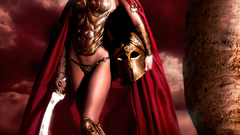 Woman armor cloaks helmets